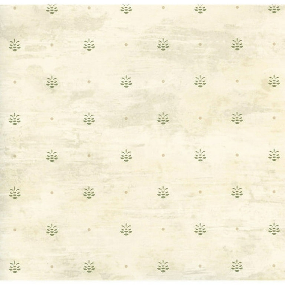 Wallpaper Kerr Olive Pinecone Ditzy Lodge Rustic Country
